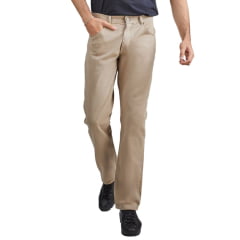 Calça Masculina Lee Chicago Regular Fit Sarja Caqui Pelete Cintura Alta Reta Ref:1021L