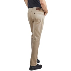 Calça Masculina Lee Chicago Regular Fit Sarja Caqui Pelete Cintura Alta Reta Ref:1021L