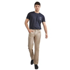 Calça Masculina Lee Chicago Regular Fit Sarja Caqui Pelete Cintura Alta Reta Ref:1021L