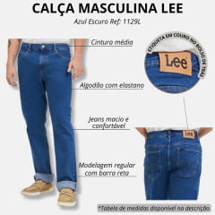 Calça Masculina Lee Jeans Azul Chicago Moove Stretch Regular Fit Reta Ref.1129L