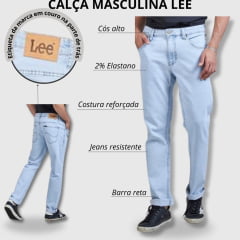 Calça Masculina Lee Jeans Azul Claro Daren Regular Fit Oman Smow Reta - Ref. 2039L