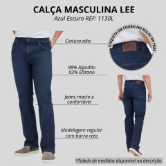 Calça Masculina Lee Jeans Escuro Chicago Moove Strech Regular Fit Indra Dark Ref:1130L