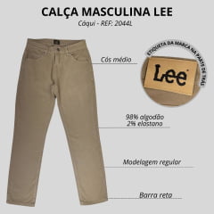 Calça Masculina Lee Sarja Peletizada Caqui Daren Regular Fit Cintura Média - REF: 2044L