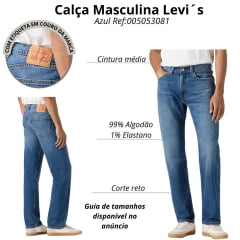 Calça Masculina Levi's 505 Regular Azul Escuro Ref:005053081