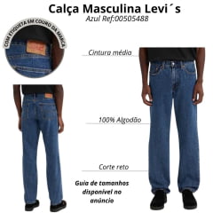 Calça Masculina Levi's 505 Regular Azul Escuro Ref:00505488