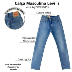 Calça Masculina Levi's 505 Regular Jeans Claro Ref:LB5050065