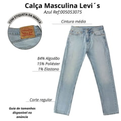 Calça Masculina Levi's 505 Regular Stretch Jeans Claro Ref:005053075