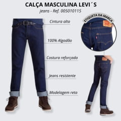 Calça Masculina Levi's Jeans Azul 501 Original Ref 005010115