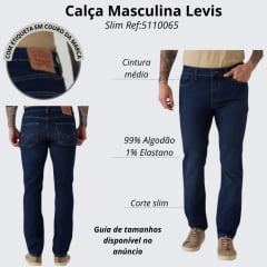 Calça Masculina Levi's Jeans Azul Escuro 511 Slim Com Strech Ref: LB5110065
