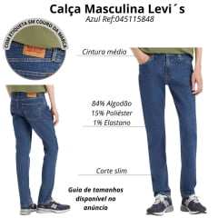 Calça Masculina Levi's Jeans Azul Escuro 511 Slim Strech Ref:045115848