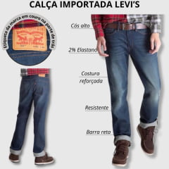 Calça Masculina Levi's Jeans Azul Escuro 514 Straight Stretch - Ref.005140403