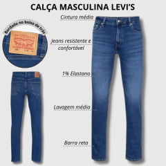 Calça Masculina Levi's Jeans Azul Médio 505 Regular com Stretch - Ref.LB5057007