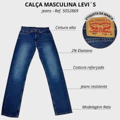 Calça Masculina Levi's Jeans Azul Médio 505 Regular Stretch Ref: 5052869