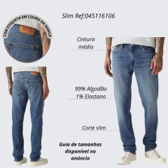 Calça Masculina Levi's Jeans Azul Médio 511 Slim Lightweight Denim Strech Ref:045116106