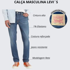 Calça Masculina Levi's Jeans Azul Stonado 511 Slim Com Stretch Sits Below Your Waist Ref.45111390