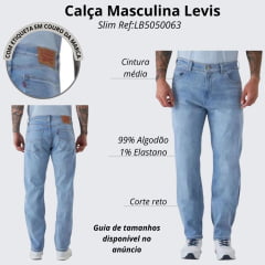 Calça Masculina Levi's Jeans Claro 505 Regular Com Strech Ref:LB5050063