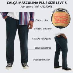 Calça Masculina Levi's Plus Size Azul Escuro 511 Slim com Stretch Ref: A36230008