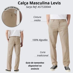 Calça Masculina Levi's XX Chino Authentic Relaxed Lighweight Caqui Claro Ref: A57530044