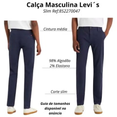 Calça Masculina Levi's XX Chino Slim Taper Azul Marinho Com Stretch Ref:852270047