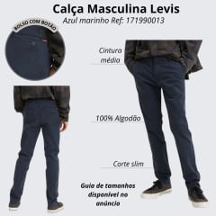 Calça Masculina Levi's XX Chino Slim Taper Com Strech Azul Marinho Ref:171990013