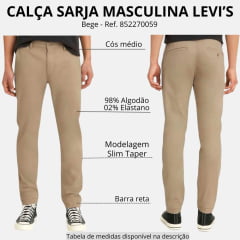 Calça Masculina Levi's XX Chino Slim Taper De Sarja Com Stretch Bege Ref. 852270059