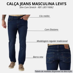 Calça Masculina Levi's Jeans Azul 511 Slim Com Stretch Ref.LB5110062