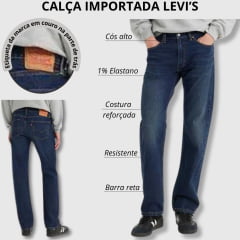 Calça Masculina Levi's Jeans Azul Escuro 505 Regular Stretch - Ref.005052855 Fab. Vietnã