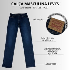 Calça Masculina Levi's Jeans Azul Escuro 511 Slim Com Stretch Levi's Flex - REF: LB5117007