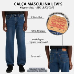 Calça Masculina Levi's Jeans Azul Médio 505 Regular Reta REF: LB5050059