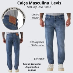 Calça Masculina Levi's Jeans Azul Médio 511 Slim Com Strech Ref:LB5110063