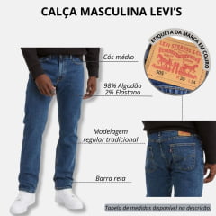 Calça Masculina Levi's Jeans Azul Médio 514 Straight Com Stretch Reta Ref.LB5140058