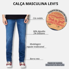 Calça Masculina Levi's Jeans Azul Stonado 511 Slim de Stretch Reta Ref.LB5110056