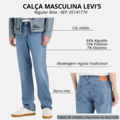 Calça Masculina Levi's Jeans Azul Stonado 514 Straight (Reta) C/ Stretch Cool REF: 05141770