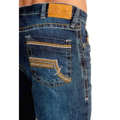 Calça Masculina Ox Horns Jeans Azul Médio Com Bordado Bolsos Ref:2714