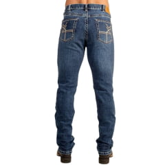 Calça Masculina Ox Horns Jeans Azul Médio Com Elastano E Bordado Bolsos Ref:2715