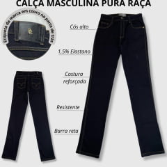 Calça Masculina Pura Raça Jeans Preta Corte Reto Ref.0705110