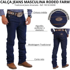 Calça Masculina Rodeo Farm Tradicional Jeans Amaciado Com Elastano Ref: 100 50 00008