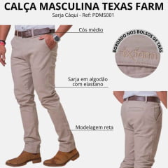 Calça Masculina Texas Farm Sarja Caqui Casual Bootcut Ref: PDMS001