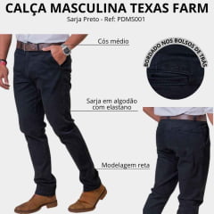 Calça Masculina Texas Farm Sarja Preto Casual Bootcut Ref: PDMS001