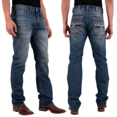 Calça Masculina TXC Jeans Alamo Azul Médio Com Bordado No Bolso Ref:18317