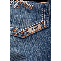 Calça Masculina TXC Jeans Alamo Azul Médio Com Bordado No Bolso Ref:18317