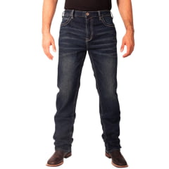 Calça Masculina TXC Jeans Azul Escuro Relaxed Fit Bootcut Dark Com Bordado No Bolso Ref:18390X4STR