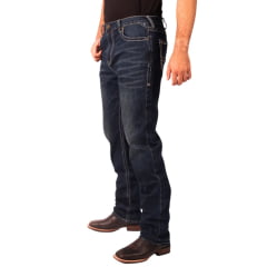 Calça Masculina TXC Jeans Azul Escuro Relaxed Fit Bootcut Dark Com Bordado No Bolso Ref:18390X4STR