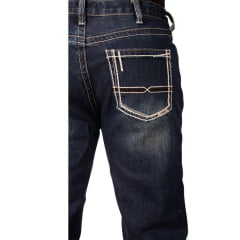 Calça Masculina TXC Jeans Azul Escuro Relaxed Fit Bootcut Dark Com Bordado No Bolso Ref:18390X4STR
