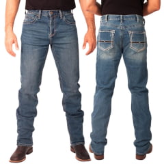 Calça Masculina TXC Jeans Azul Médio 14 OZ Strech Relaxed Fit Bootcut Light Ref:18327X4STR