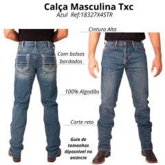 Calça Masculina TXC Jeans Azul Médio 14 OZ Strech Relaxed Fit Bootcut Light Ref:18327X4STR