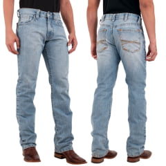 Calça Masculina TXC Jeans Rusty Azul Claro Relaxed Fit Com Bordado No Bolso Ref:18325
