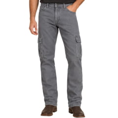 Calça Masculina Wrangler Brim Cargo Regular Cinza Chumbo Ref: WM1801