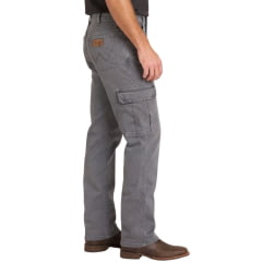 Calça Masculina Wrangler Brim Cargo Regular Cinza Chumbo Ref: WM1801