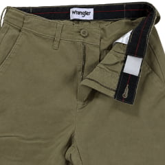 Calça Masculina Wrangler Com Elástico Sportwear Waist Sarja Cáqui Ref:WM1870